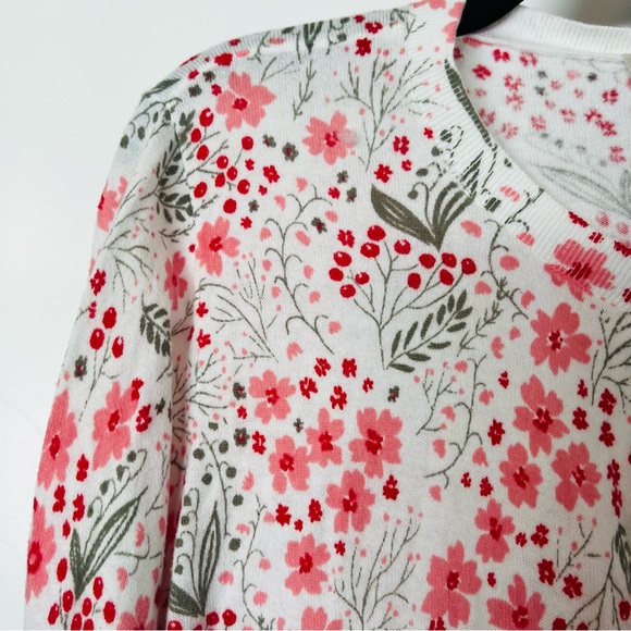LOFT Sweaters - LOFT Pink Floral Button Up Cardigan